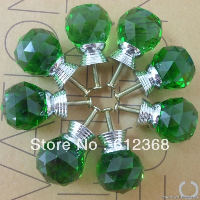 50pcs 30mm k9 crystal glass door knobs drawer cabinet furniture kitchen handle -greens