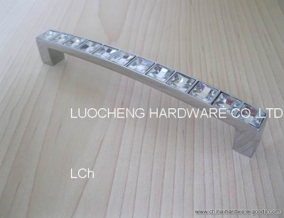 50pcs/ lot 142 mm clear crystal handles with aluminium alloy chrome metal part