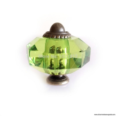 5pcs green cabinet knob cupboard closet drawer dresser knob handle acrylic crystal pull 35mm eight angle shaped knob [Door knobs|pulls-1033]