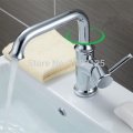 brass single handle waterfall bathroom faucet in chrome