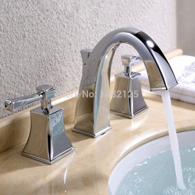 classic brass chrome 8 inch widespread basin faucet [basin-faucet-31]