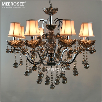 contemporary 8 lights metal arms crystal pendant lamp fixture home lighting lustre with shades crystal hanging light md5357