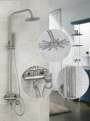 contemporary nickel brushed finish shower faucet with handheld and 8" showerhead bathroom shower faucet set 50129