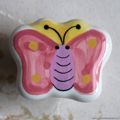 cute butterfly ceramic cabinet closet handles knobs children's room cartoon drawer pulls furniture handle 10pcs [Door knobs|pulls-2635]