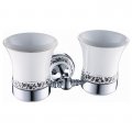 double tumbler holder/toothbrush cup holder, brass base with chrome finish+ceramic cup db001k