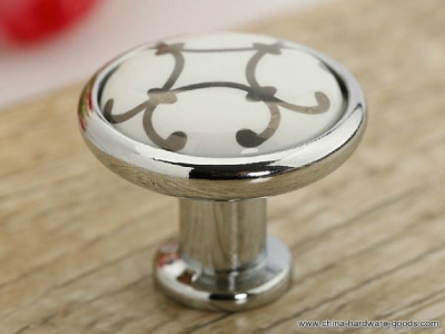 dresser knobs / drawer knobs pulls handles ceramic knobs / kitchen cabinet knobs white silver modern furniture knob pull handle