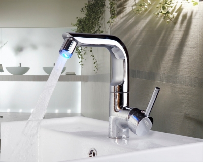 e-pak 8043/8 led colors changin deck mounted single handle no need battery chrome finishbathroom basin mixer tap faucet