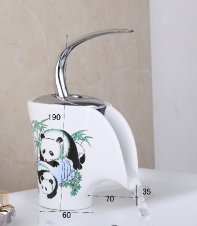 e-pak panda pattern ceramic plate spool l14 deck mounted single handle ceramic bathroom basin sink faucet [worldwide-free-shipping-9899]