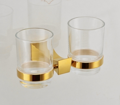 -european style luxurious brass double tumbler gold plating double cup holder gb001a [all-in-one-1076]