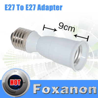 foxanon brand e27 male to e27 female led cfl light bulb converter lamp adapter socket 9cm extend lamp holder 1pcs/lot