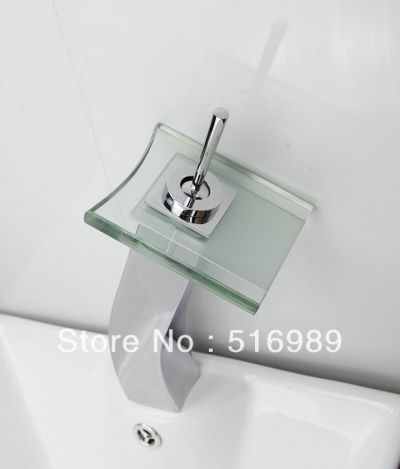glass single handle waterfall bathroom basin sink faucet chrome brass vanity mixer tap leon39