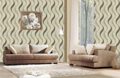 lf-77108 homehouse 5m modern lines non-woven flocking wallpaper rolls,living room,tv .beige