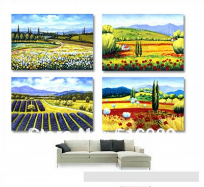 modern 4 pcs farmland modern abstract asian art oil painting wall decor canvas no frame bree17
