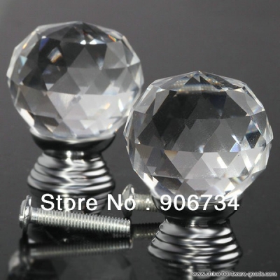 new 10x crystal glass clear cupboard door / drawer knobs *mabel* 30mm sliver kitchen drawer