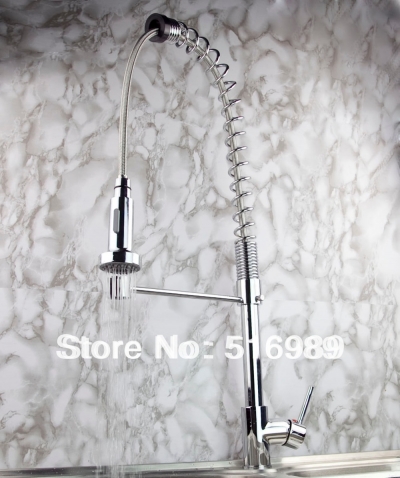 new european pull out sprayer swivel spout kitchen bar sink faucet chrome finish leon74 [kitchen-swivel-faucet-mixer-4471]