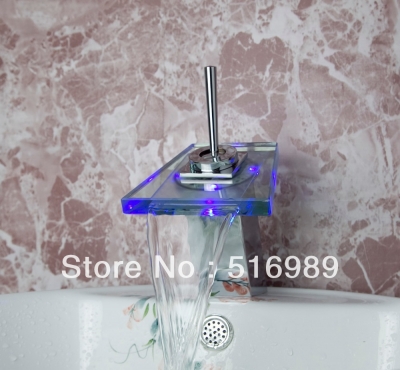 newly led waterfall faucet 4 basin mixer tap 3 color tree472 [led-faucet-5533]