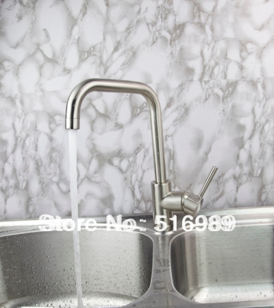 nickel brushed kitchen swivel spout single handle sink faucet deck mount single handle spray mixer tap mak35 [kitchen-mixer-bar-4396]