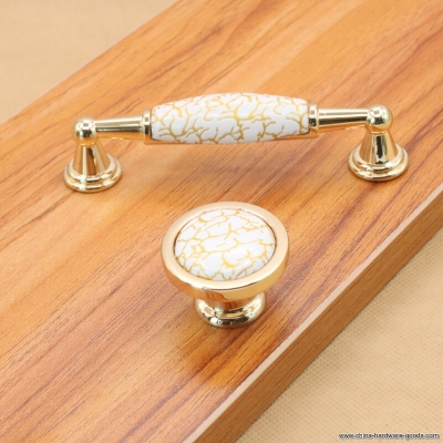 royal gold door knob handles crackle ceramic knobs and pulls single hole drawer handle furniture cabinet hardware [Door knobs|pulls-961]
