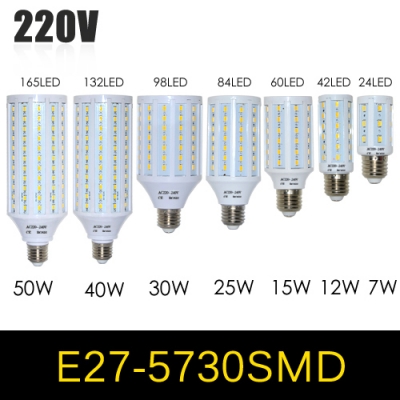 ultra bright smd 5730 5630 e27 e14 led lamp 220v 110v 7w 12w 15w 25w 30w 40w 50w high lumen led corn bulb spot light 2pcs/lots [5730-high-power-series-925]