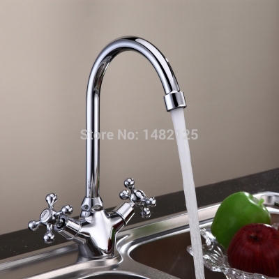 water saver filter inoxs para torneira robinet brass chrome plate blancs deck mounted sink mixer twin handles kitchen faucet [kitchen-faucet-4169]