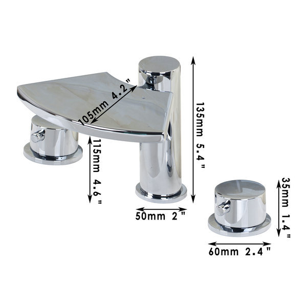 2 handles taps waterfall faucets,mixers & taps bathtub mixer chrome bathtub bathroom faucet 32c