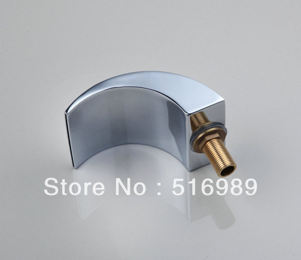 3 pcs mixer waterfall tap polished chrome brass basin deck mounted bathroom tub faucet ds-11b