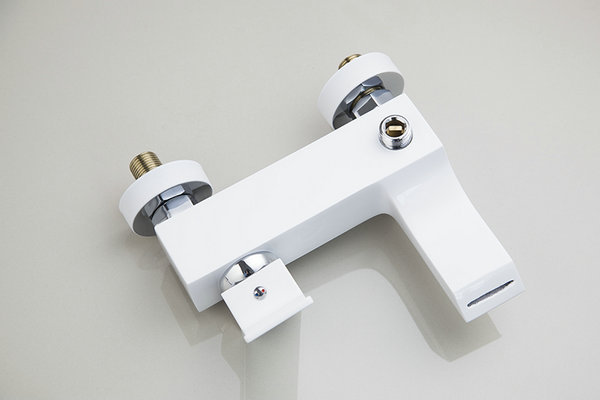 bathroom wall mounted white painting with plastic handle shower solid brass mixer bathtub faucet 97067