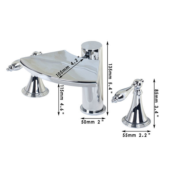 waterfall faucets,mixers & taps bathtub mixer 2 handles taps chrome bathtub bathroom faucet 32h