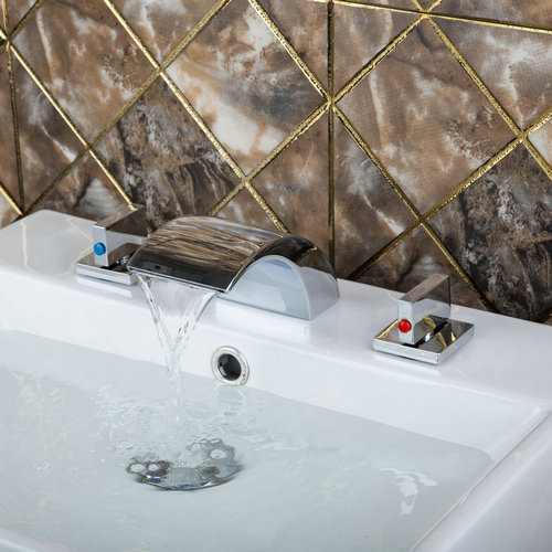 waterfall spout+double handles+/cold hose+accessories bathtub torneira 11a deck shower bathroom basin sink tap mixer faucet