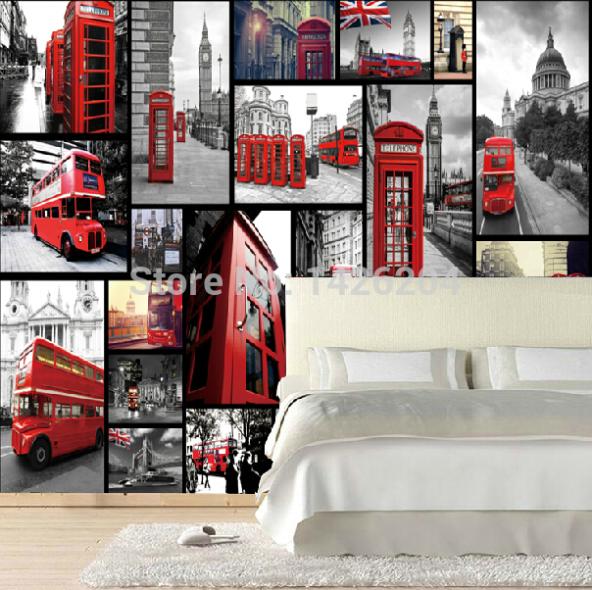 3d european city of black and white red large po wallpapers mural for living room,