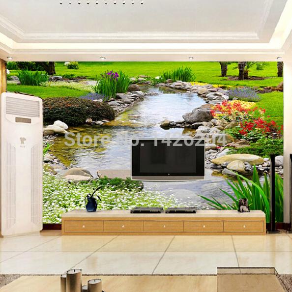 3d rill scenery flowers and plants po wall paper mural for living room,chinese wallpaper murals