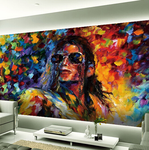 custom any size 3d wall mural stereoscopic wallpaper,michael jackson painting wallpaper murals