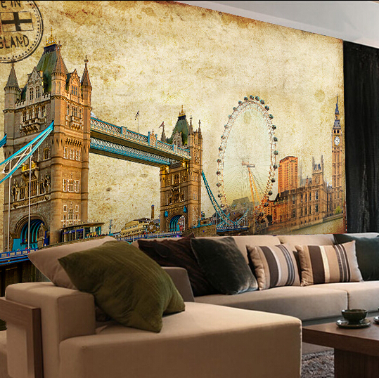 custom any size 3d wall mural stereoscopic wallpaper,vintage retro po architectural art background wall wallpaper murals