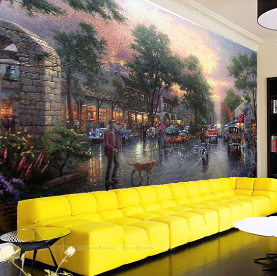 custom any size 3d wall mural wallpapers for living room,modern fashion city street oil painting handsome knight wall paper