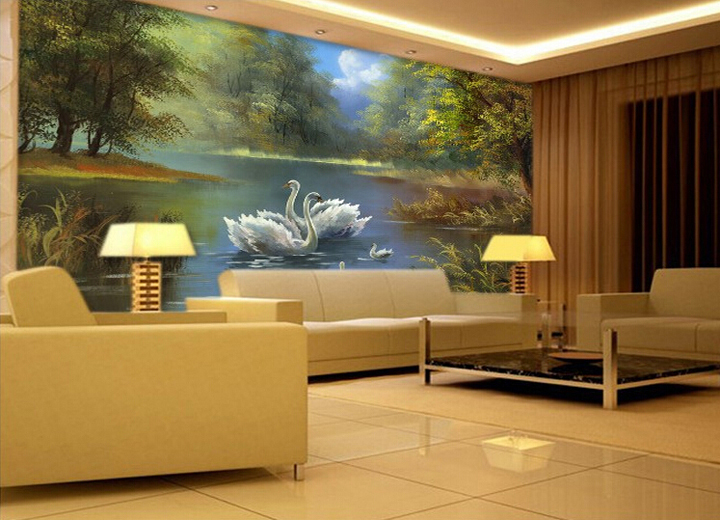 large 3d wallpaper po murals for living room tv background scenery wallpaper swan love wedding decorations