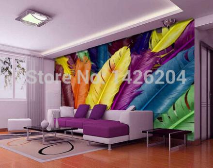 modern colourful feathers 3d wallpaper mural for office room,3d wall murals wallpaper,wall murals for living room
