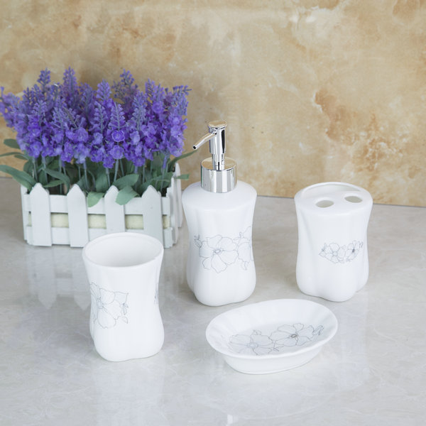ceramic soap dish dispenser tumbler toothbrush holder bathroom accessory set xld8009 - Click Image to Close