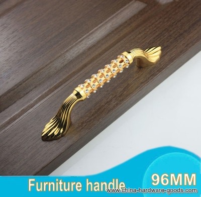 high-grade 96mm 24k gold-plated diamond crystal furniture hardware handles door drawer wardrobe kitchen cabinets cupboard knob