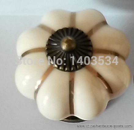 pumpkin ceramic knob beige single hole knob zinc alloy kitchen furniture knob drawer knob - Click Image to Close