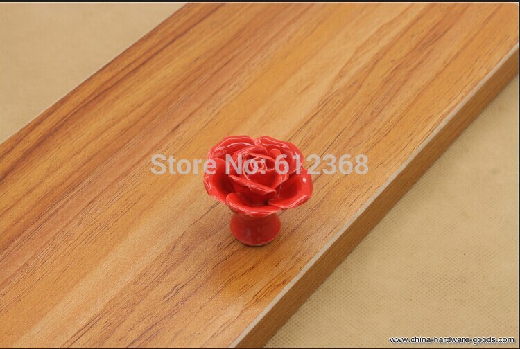 tangpan(tm) 4pcs/lot vintage rose flower shape ceramic door knobs cabinet drawer kitchen cupboard handle diy - Click Image to Close