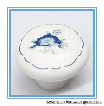 dia.1.5" height 1.06" ceramic knob drawer pulls handle with blue flower print