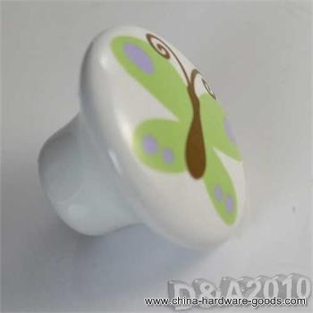 pop style brand new green butterfly round ceramic patterned kitchen cabinet cupboard door drawer pull knob handle
