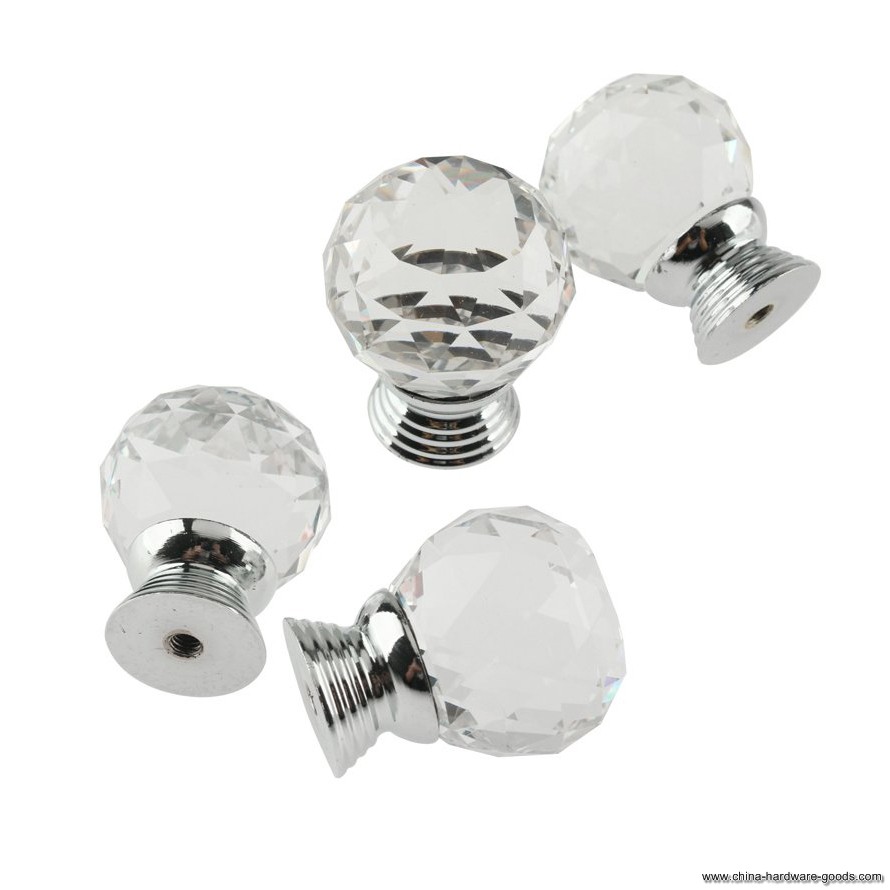 2015 new pack of 10 30mm crystal glass clear cabinet knob drawer pull handle kitchen door wardrobe hardware - Click Image to Close
