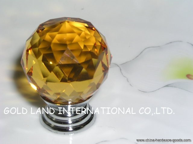 d20mm amber crystal glass cabinet door knob/ drawer knob - Click Image to Close