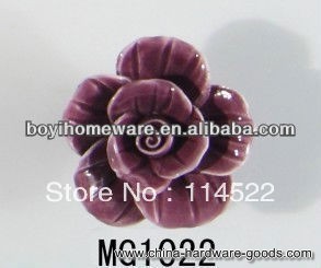 new design hand made fuschia flower ceramic knobs handles cabinet pull kitchen cupboard knob kids drawer knobs mg1022