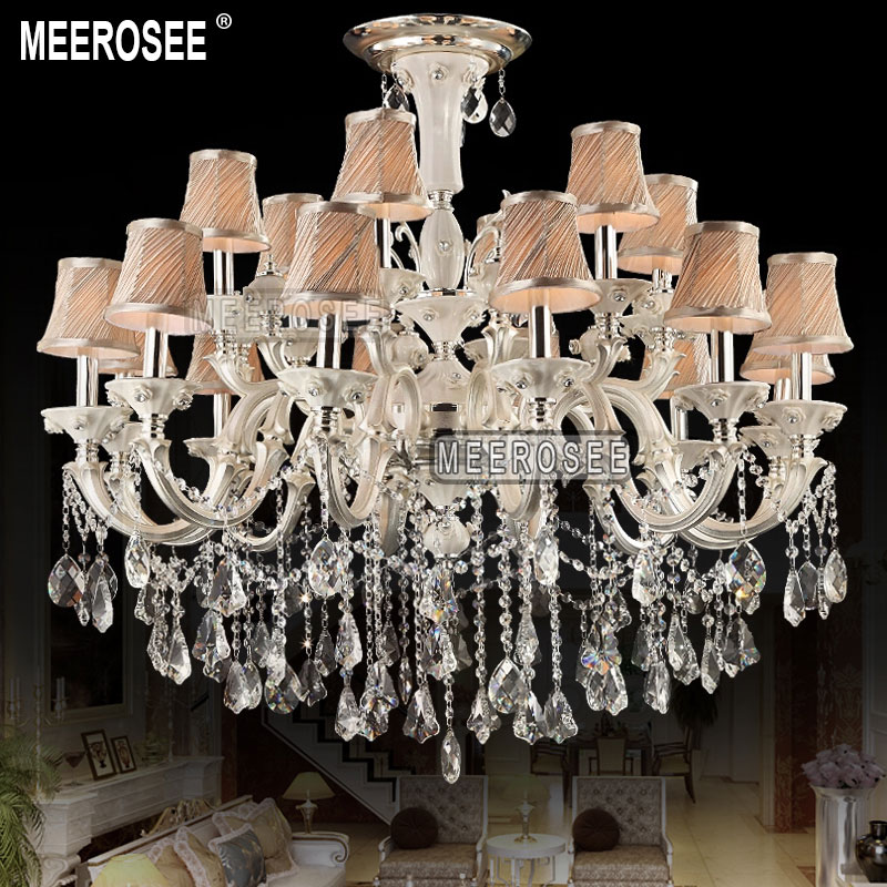 art decor silver crystal chandelier light fixture large cristal lustres lamp hanging lighting with lampshade md8529 l18 - Click Image to Close