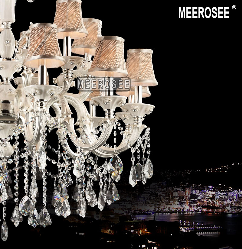 art decor silver crystal chandelier light fixture large cristal lustres lamp hanging lighting with lampshade md8529 l18 - Click Image to Close