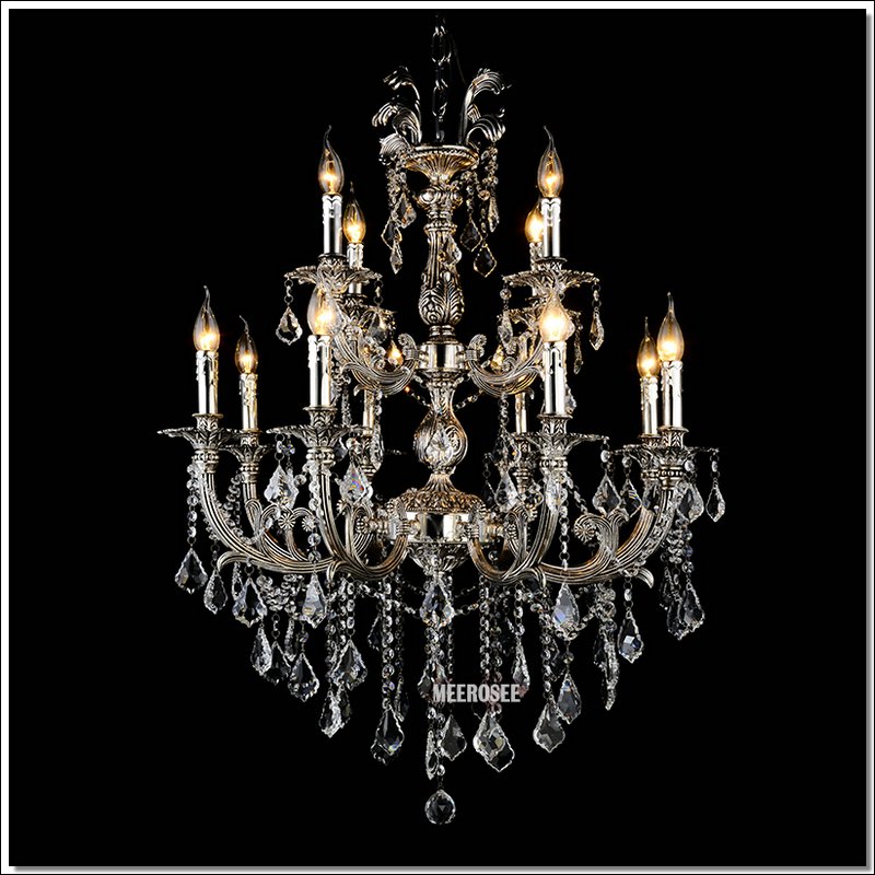 classic 12 arms silver or gold crystal chandelier lighting fixture lustre crystal hanging lamp with k9 crysta md88061