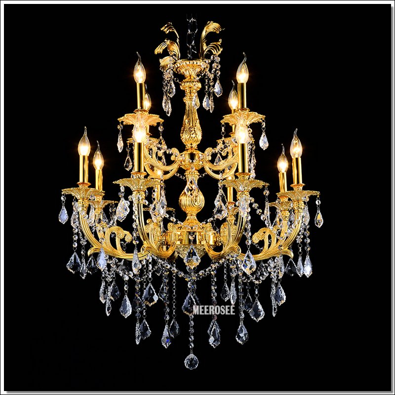 classic 12 arms silver or gold crystal chandelier lighting fixture lustre crystal hanging lamp with k9 crysta md88061 - Click Image to Close