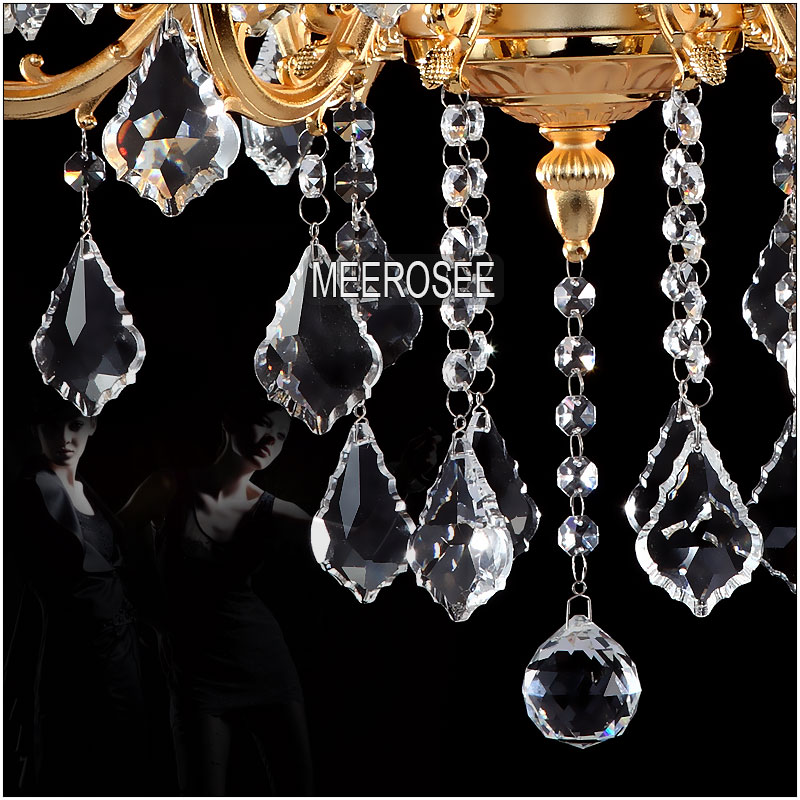 classic gold chandeliers 6 arms light fixture crystal lustre lamps for foyer lobby md8861 d580mm h600mm clear crystal chandelier